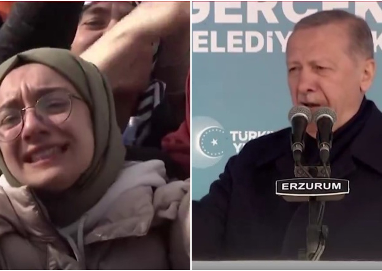 Erzurum mitinginde duygusal anlar! Cumhurbaşkanı Erdoğan ile ağlayan genç kız arasındaki diyalog dikkat çekti