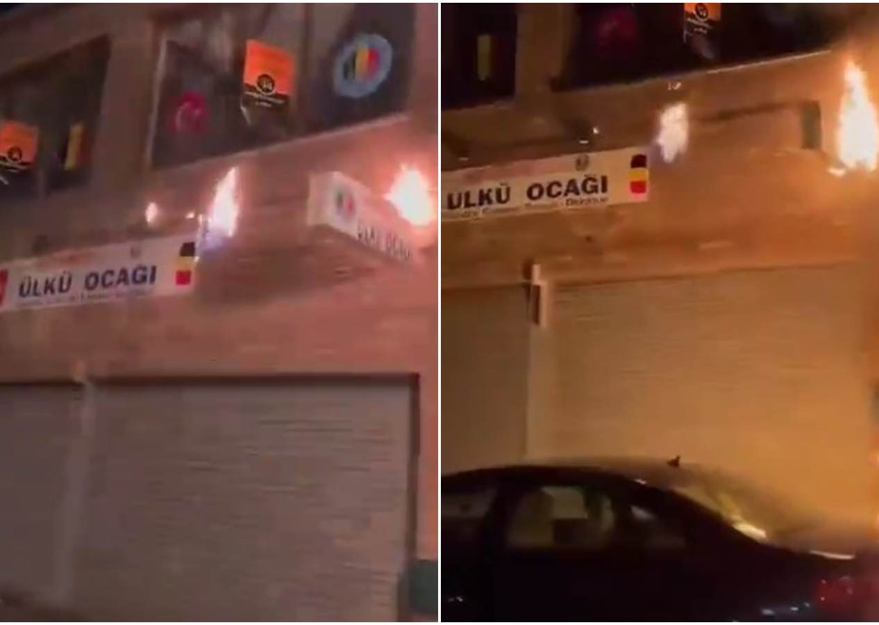 Belçika'da Ülkü Ocağı'na hain saldırı! PKK yandaşları binayı ateşe verdi
