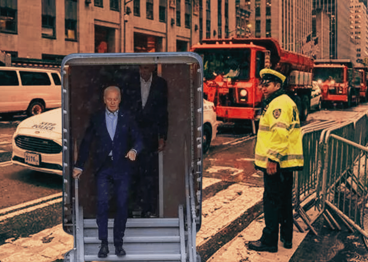 New York caddelerinde görülmemiş olay! 20 kum dolu kamyonla Joe Biden'ı korudular...