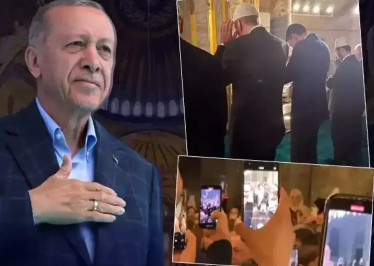 Cumhurbaşkanı Recep Tayyip Erdoğan Murat Kurum ile birlikte Ayasofya Camii'nde!