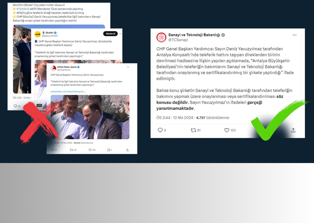 Dezenformasyonla Mücadele Merkezi, Sanayi ve Teknoloji Bakanlığı hakkındaki teleferikle ilgili iddiayı yalanladı