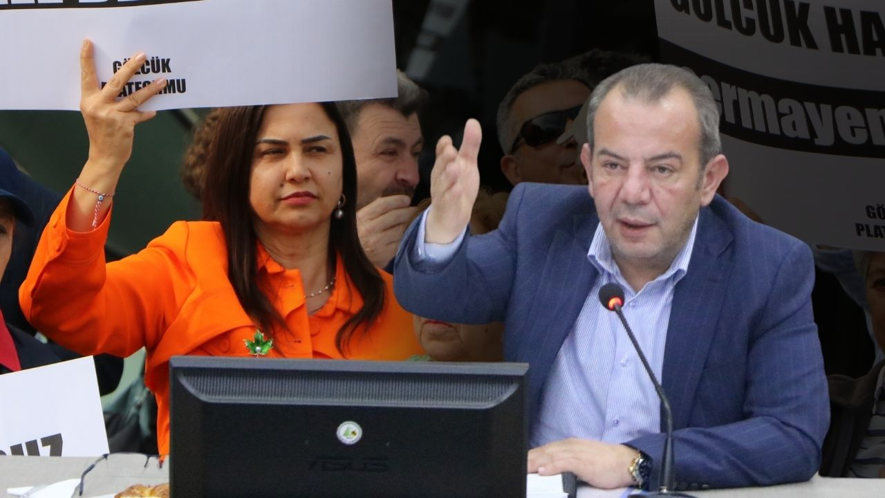 Eşi belediyeye karşı protesto eylemine katıldı: Tanju Özcan 'Ben de seni protesto ediyorum' dedi