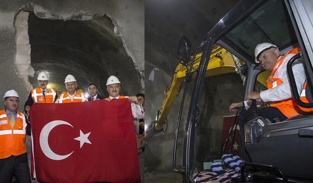 Başbakan Yıldırım iş makinesine binerek delme işlemini gerçekleştirdi...