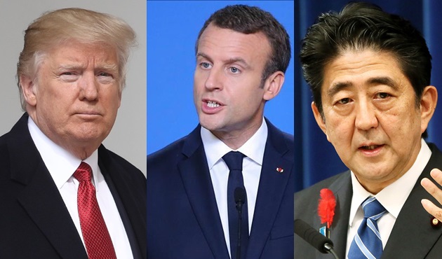 Macron, Trump ve Abe ile Kuzey Kore'yi görüştü!