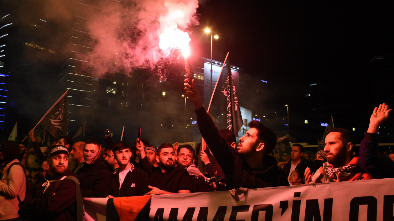 İsrail'in İstanbul Başkonsolosluğu önünde Gazze protestosu