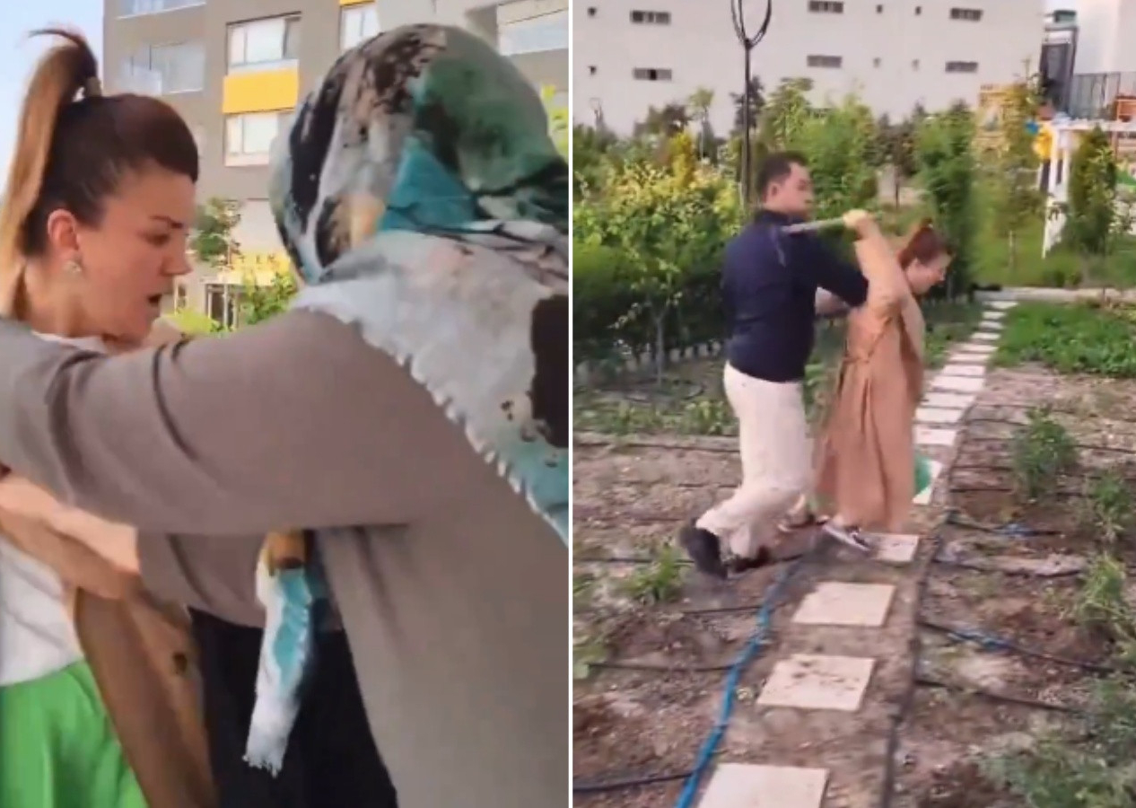 "Sizden midem bulanıyor" diyerek çarşaflı ve başörtülü kadınlara keserle saldırdı!