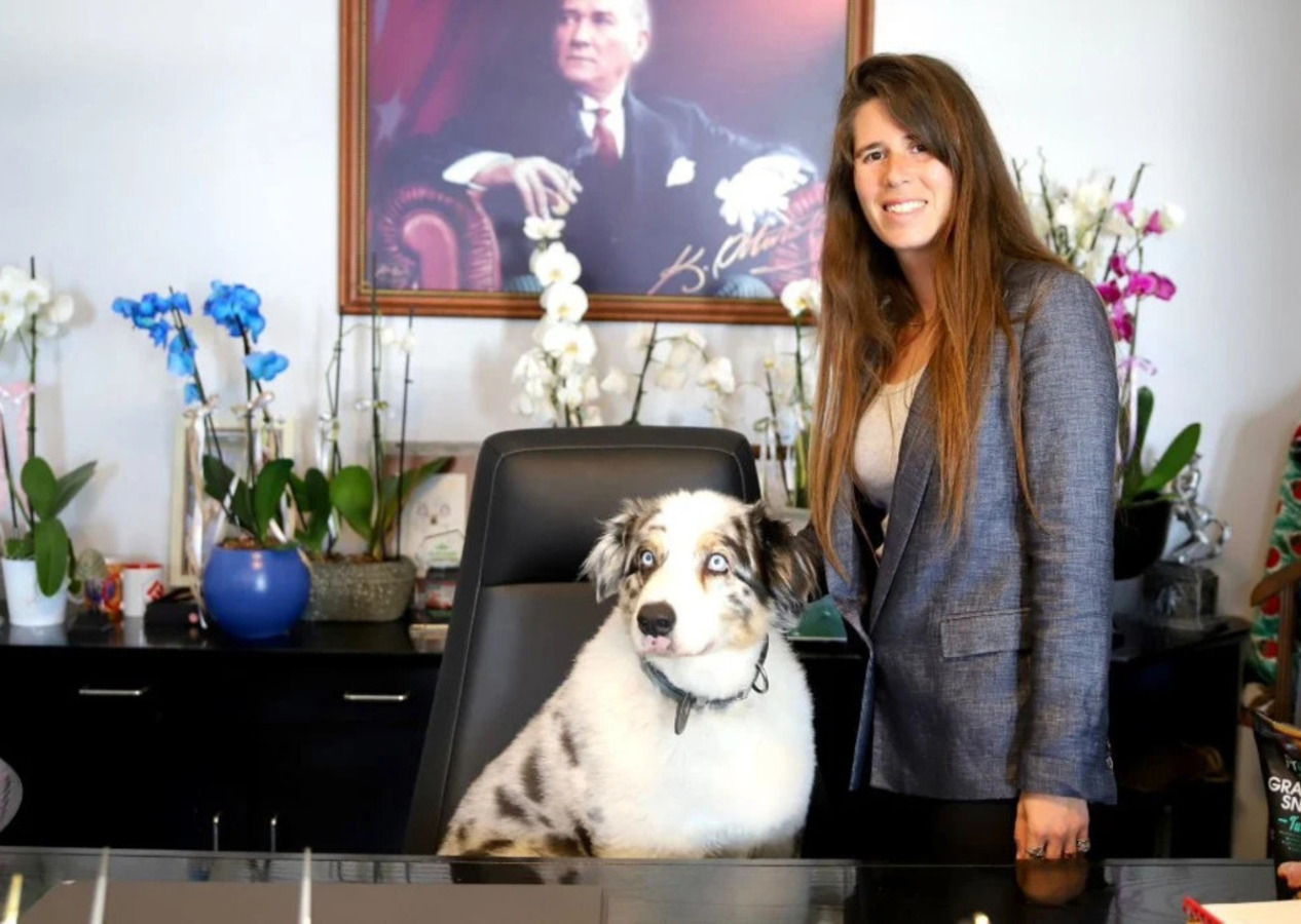 CHP'li Çeşme Belediye Başkanı Lal Denizli'nin, makam koltuğuna köpeğini oturtması alay konusu oldu!