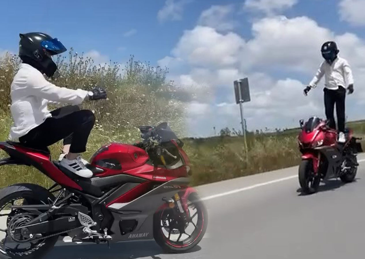 Büyükçekmece’de motosikletlinin tehlikeli yolculuğu kamerada