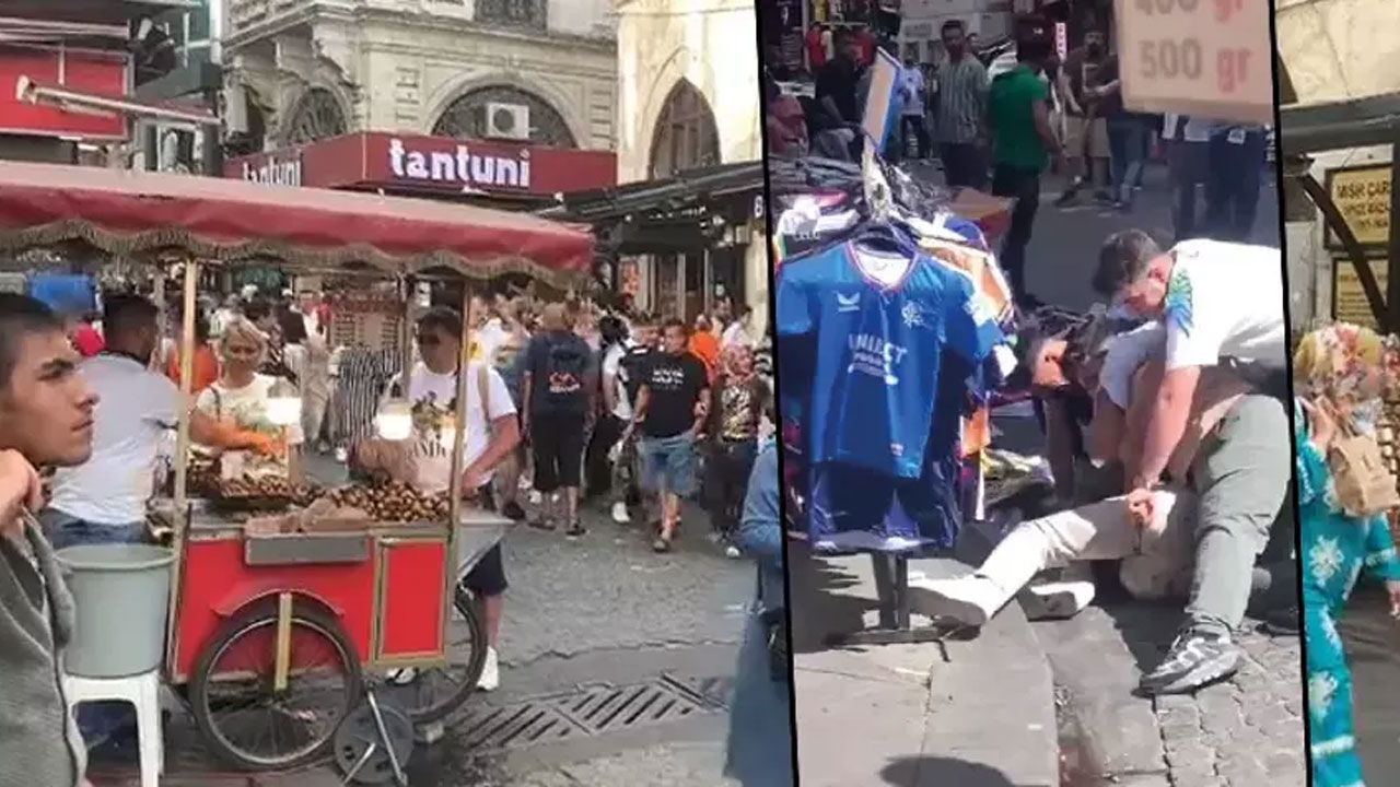 Mısır Çarşısı'nda sopalı bıçaklı kavga! O anlar kameraya yansıdı