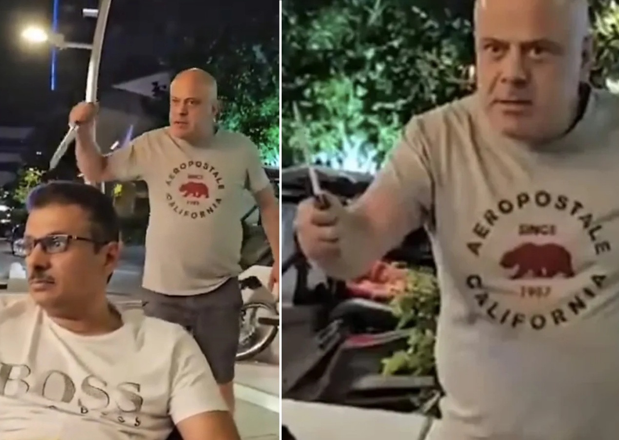 Alkollü saldırgan Arap iş insanlarını bıçakla tehdit etti! Sarıyer'de sıcak dakikalar...