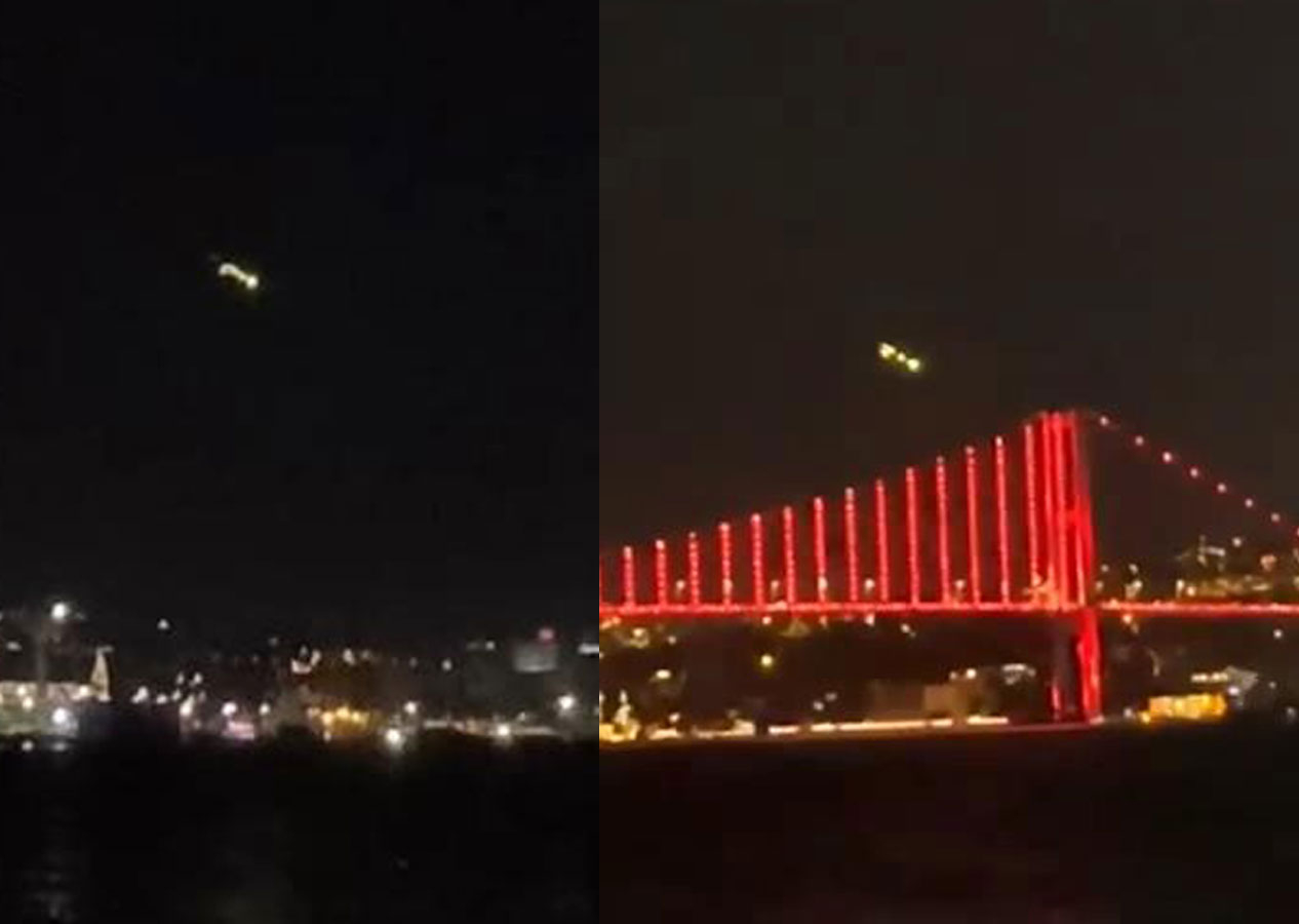 İstanbul semalarında görenleri heyecanlandıran ışık huzmesi