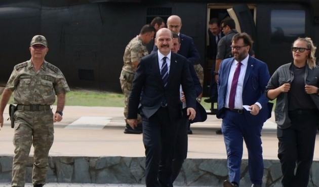 Bakan Soylu'dan helikopterle inceleme!