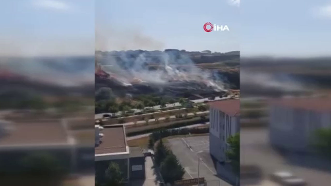 Beylikdüzü’nde otluk alanda korkutan yangın