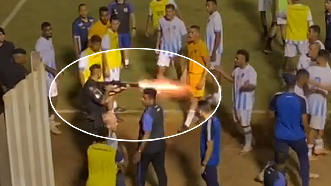 Brezilya'da akıllara durgunluk veren olay herkesi şaşkına çevirdi! Polis sahada futbolcuyu tüfekle ayağından vurdu
