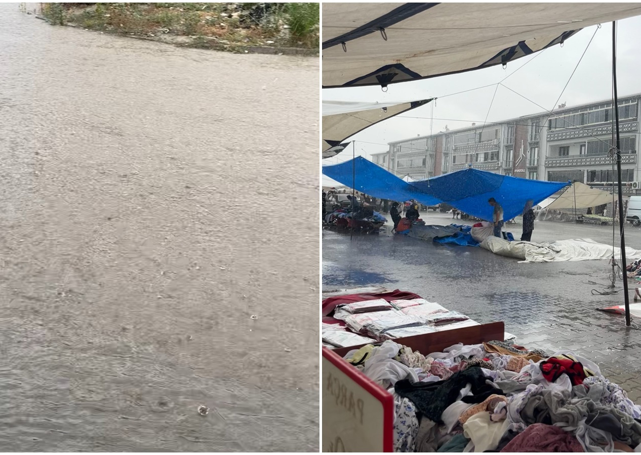Bursa'da şiddetli yağış: Gemlik sele teslim oldu, pazar yeri göle döndü