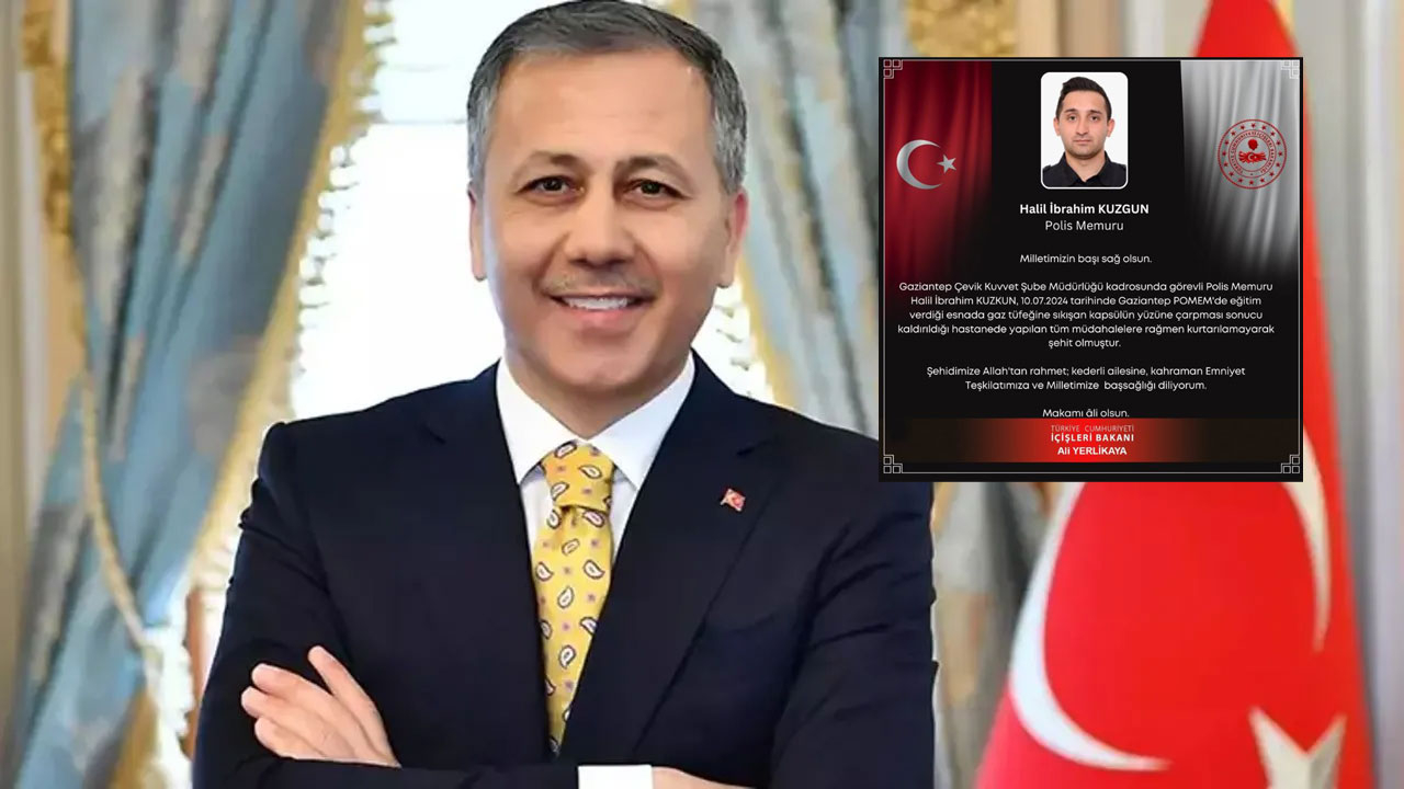 Bakan Yerlikaya: Gaziantep'te polis memuru Halil İbrahim Kuzgun şehit oldu