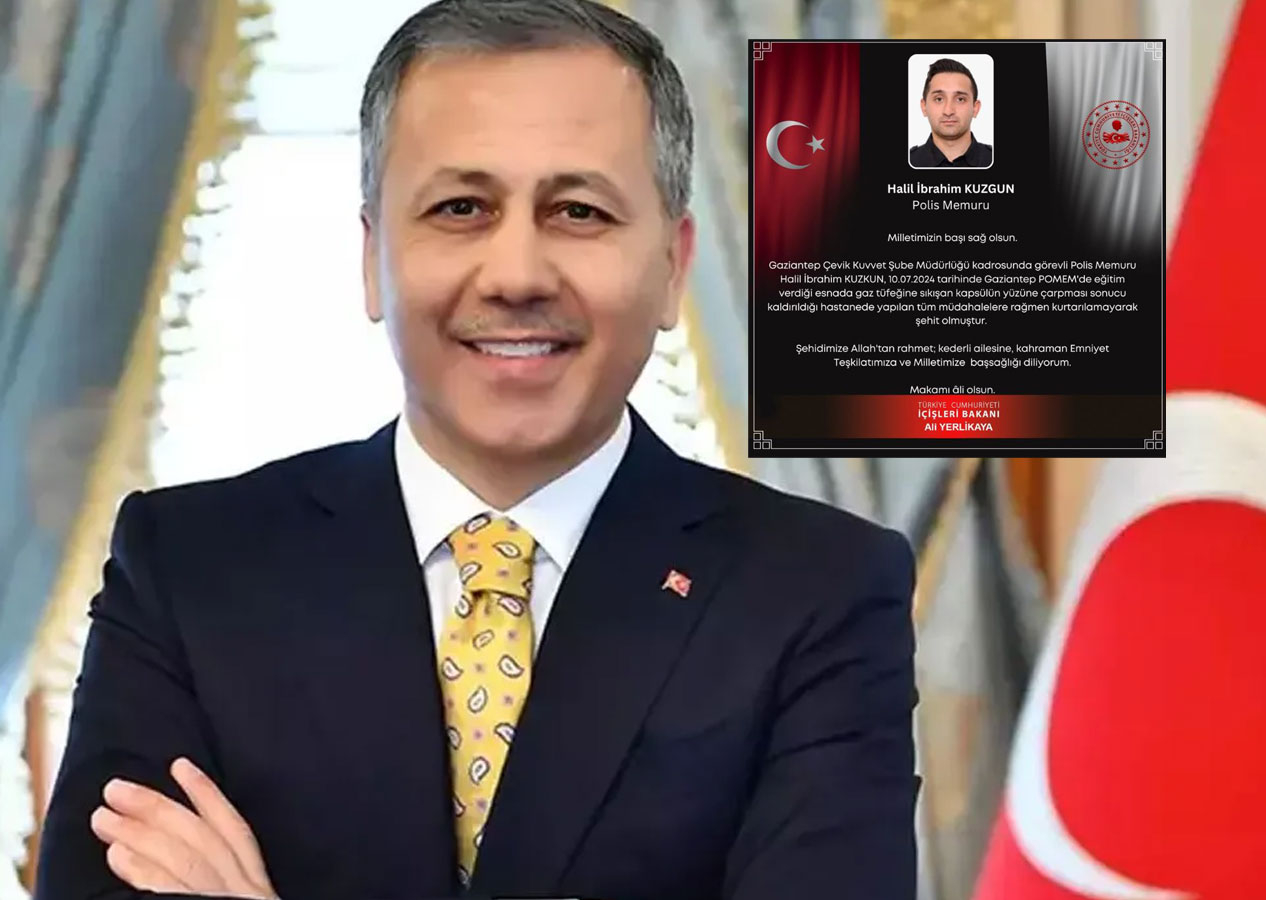 Bakan Yerlikaya: Gaziantep'te polis memuru Halil İbrahim Kuzgun şehit oldu