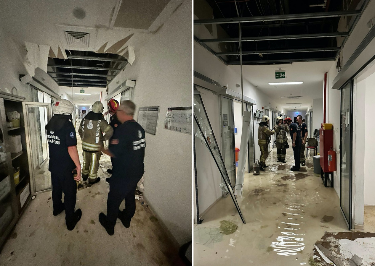 Bakırköy'de korku dolu anlar! Hastanenin yeni doğan ünitesinde tavan çöktü...