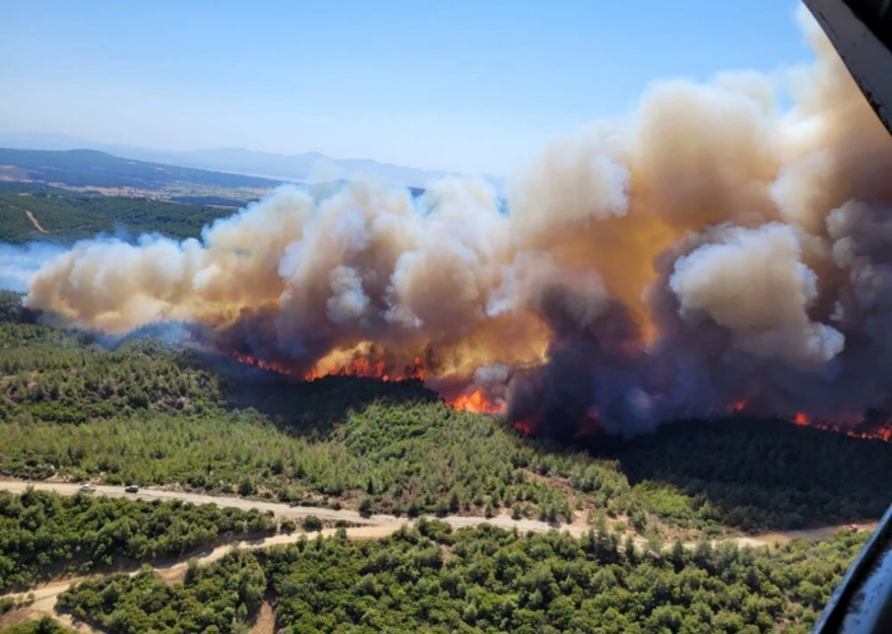 Çanakkale Gelibolu'da korkutan yangın! 57. Alay Şehitliği'ne ilerliyor... Ziyarete kapatıldı!