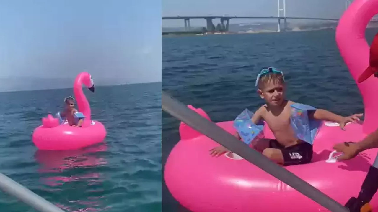Bu akıntıya dikkat! Korku dolu anlar! Şişme deniz simidiyle metrelerce sürüklendi!
