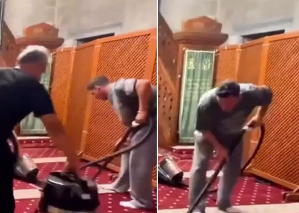 Dünyaca ünlü eski futbolcu Mesut Özil cami temizlerken görüntülendi