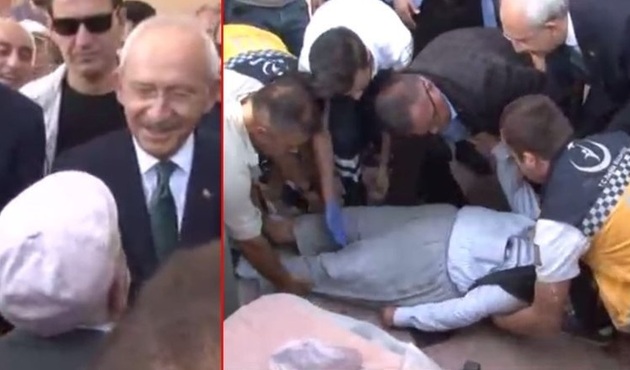 CHP liderine derdini anlatırken bir anda yere yığıldı / VİDEO