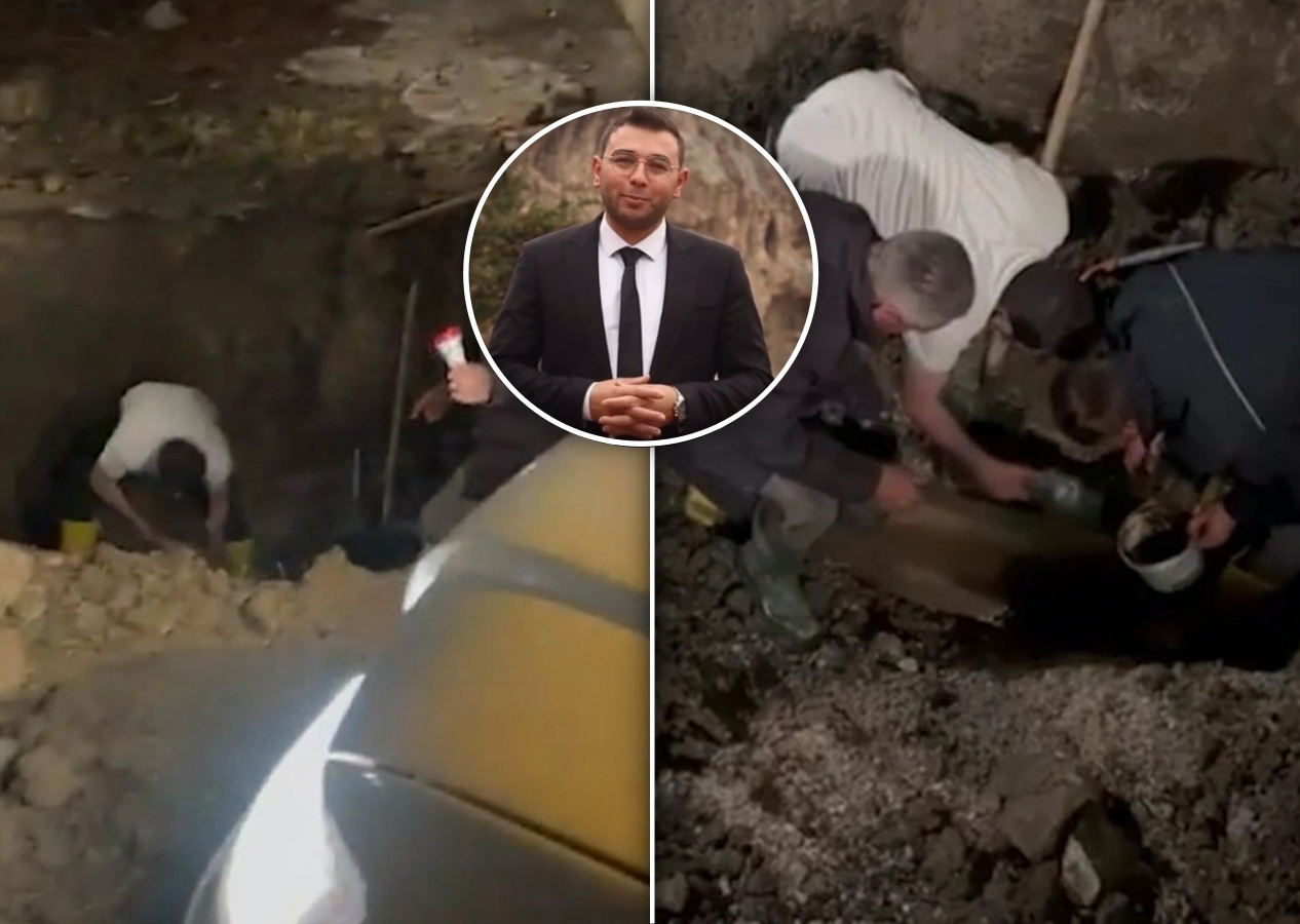 Türkiye'nin en genç Belediye Başkanı Kamber Türkmen gece yarısı patlayan boruyu kendisi tamir etti