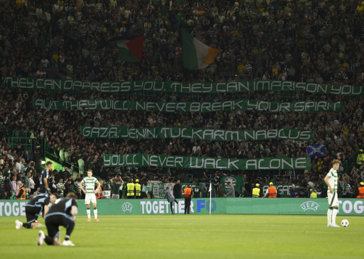 Celtic tribünlerinden Filistin'e destek: Asla yalnız yürümeyeceksiniz!