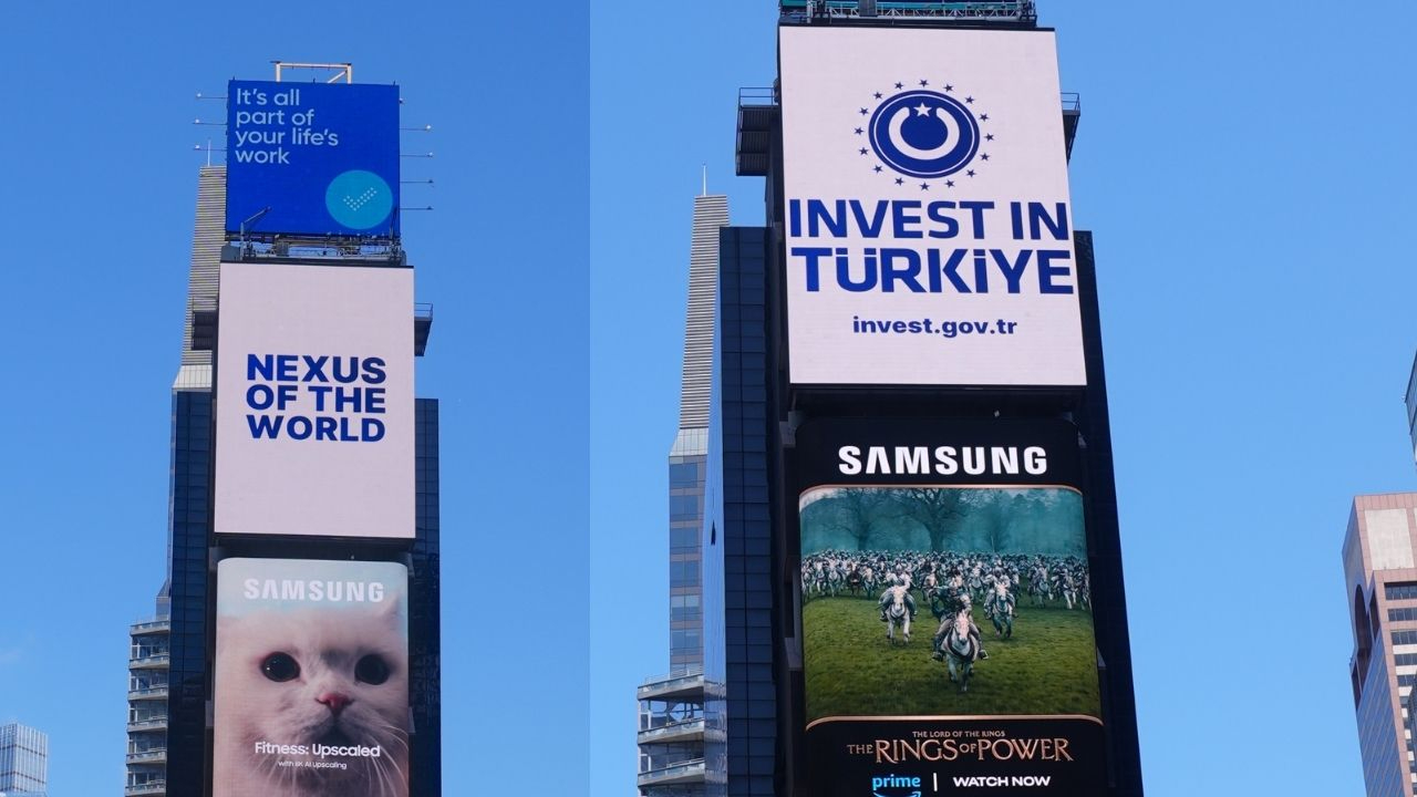 Times Meydanı'nda önemli mesaj! Dijital panolarda yayımlandı: Türkiye'ye yatırım yapın!
