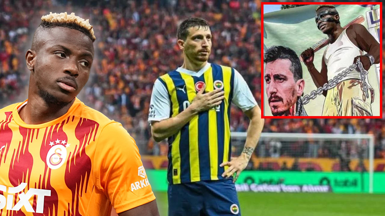 Galatasaraylı taraftarlardan olay yaratan Mert Hakan Yandaş pankartı! Victor Osimhen de bu görselde yer aldı