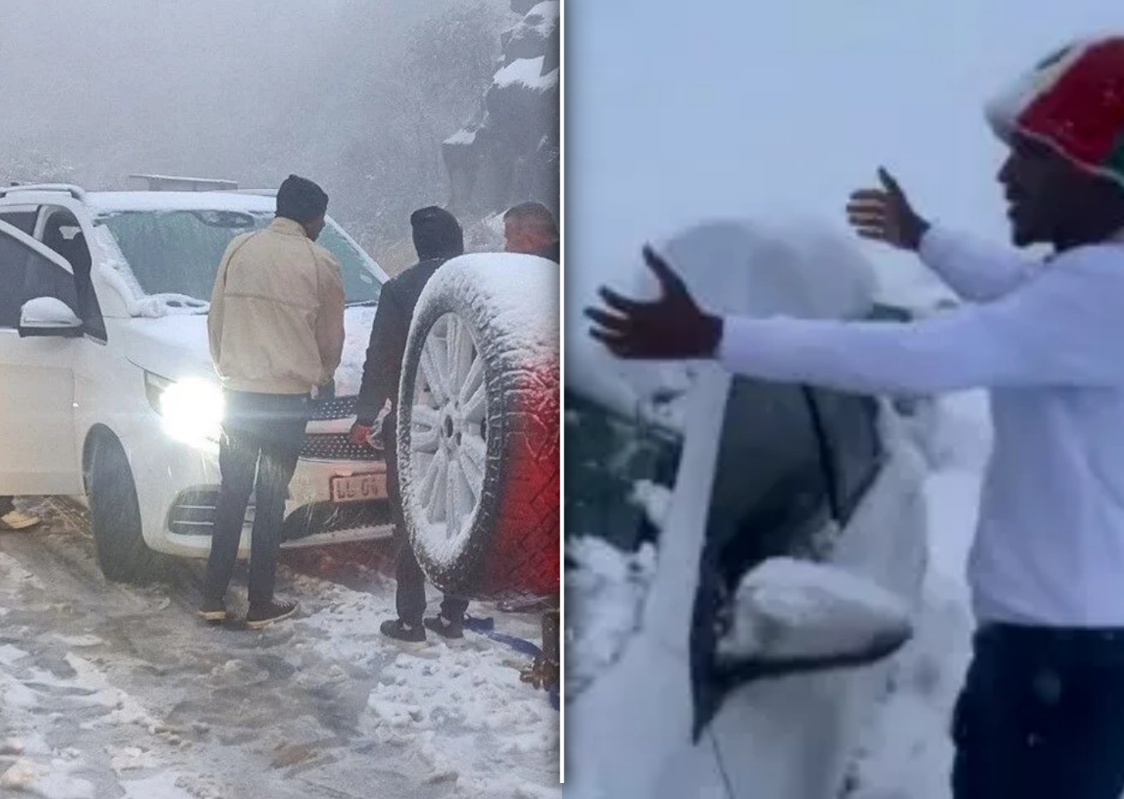 Güney Afrika beyaz örtüyle kaplandı! Şaşkınlık yaratan görüntüler...
