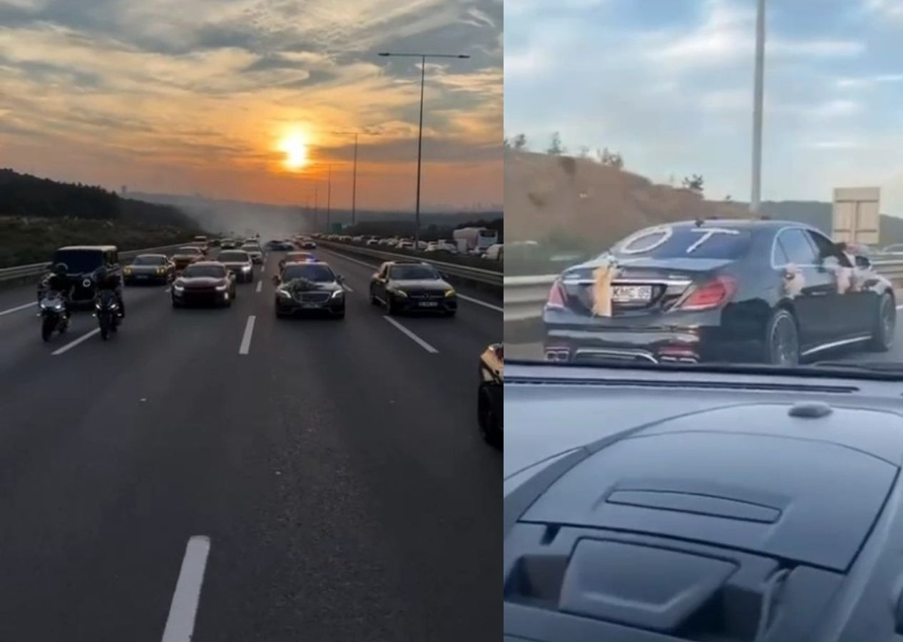 Sözde düğün konvoyu! Beykoz'da magandalık! Çakarlı driftli tehlikeli yolculuk kamerada!