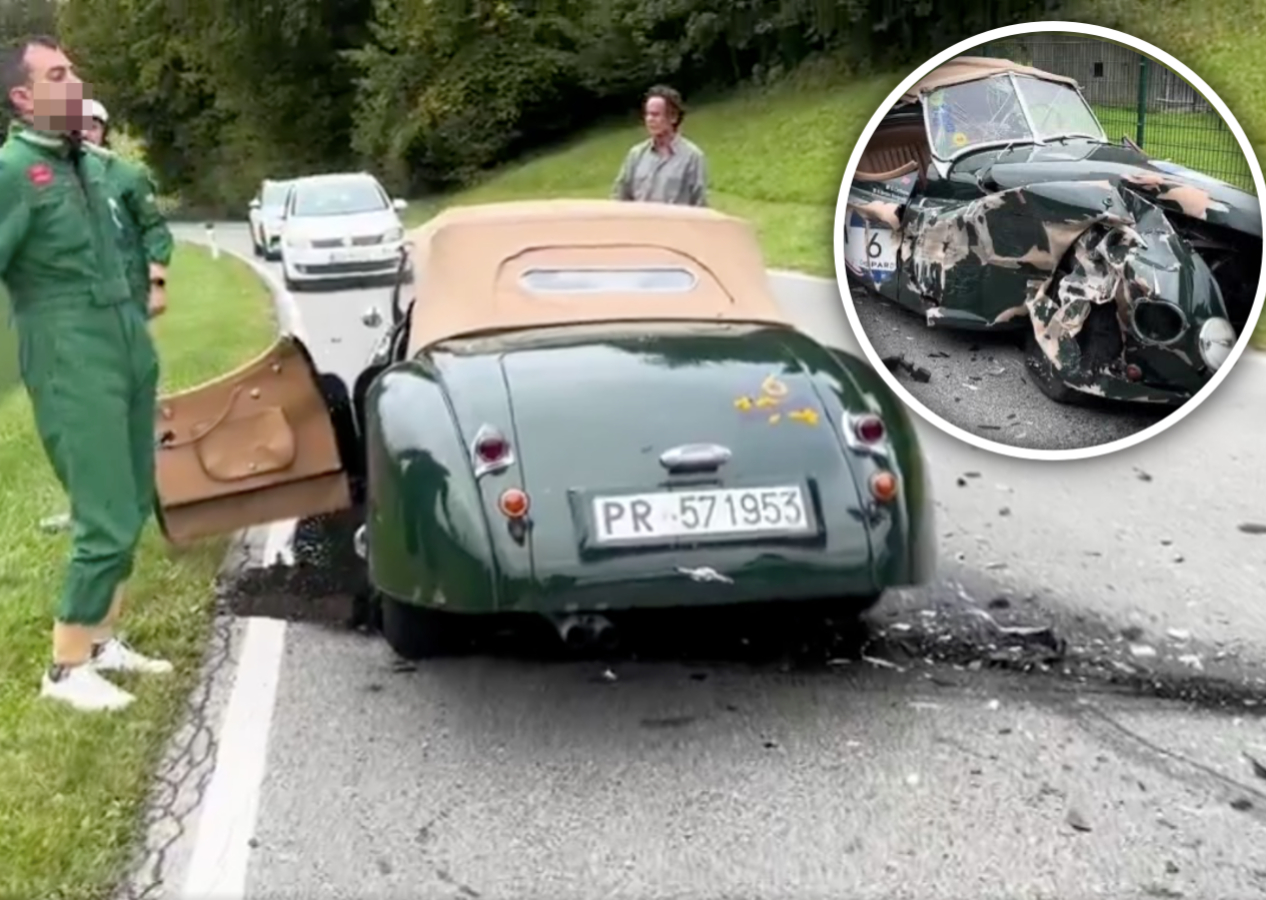 Dikkatsizliği pahalıya mal oldu! Telefona bakan kadın sürücü 1948 model Jaguar'a çarptı!