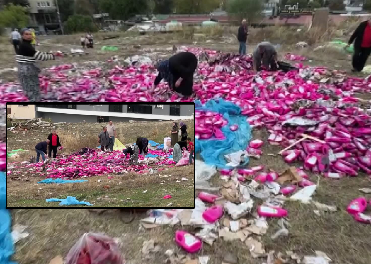 Binlerce şişe temizleyiciden 14 tonluk bölümü çalındı, gerisi vatandaş tarafından kapışıldı