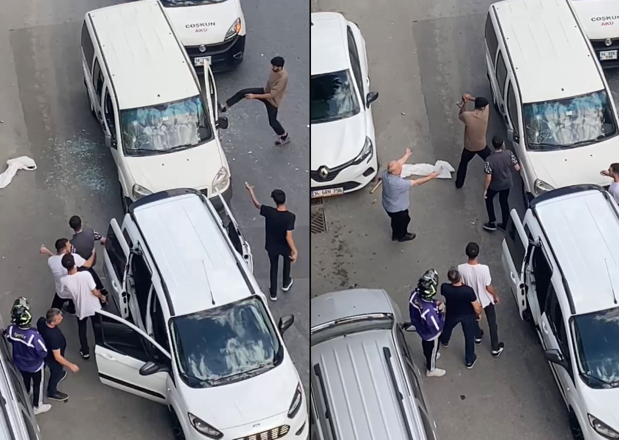 Kağıthane'de çekiçli maganda dehşeti! Aracın önünü kesip saldırdılar