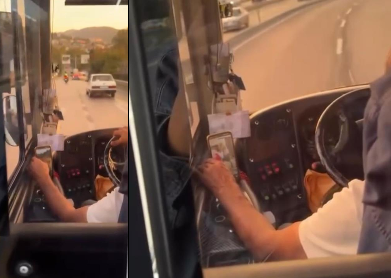 Bursa'da halk otobüsü şoförü direksiyondayken cep telefonundan YouTube izledi