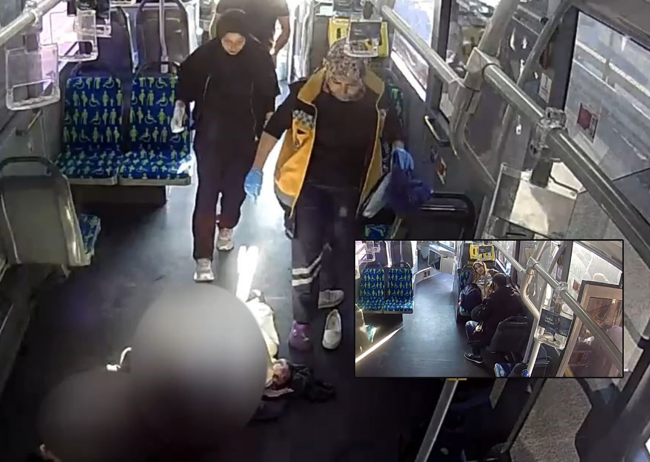 Hanife Mete isimli kadın metrobüste doğum yaptı, doğum anı araç kamerasına yansıdı