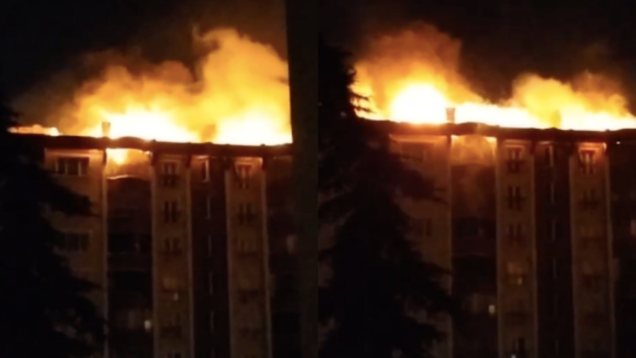Başakşehir 5. Etap'ta korkutan yangın! Alevler iki binanın çatısını sardı...