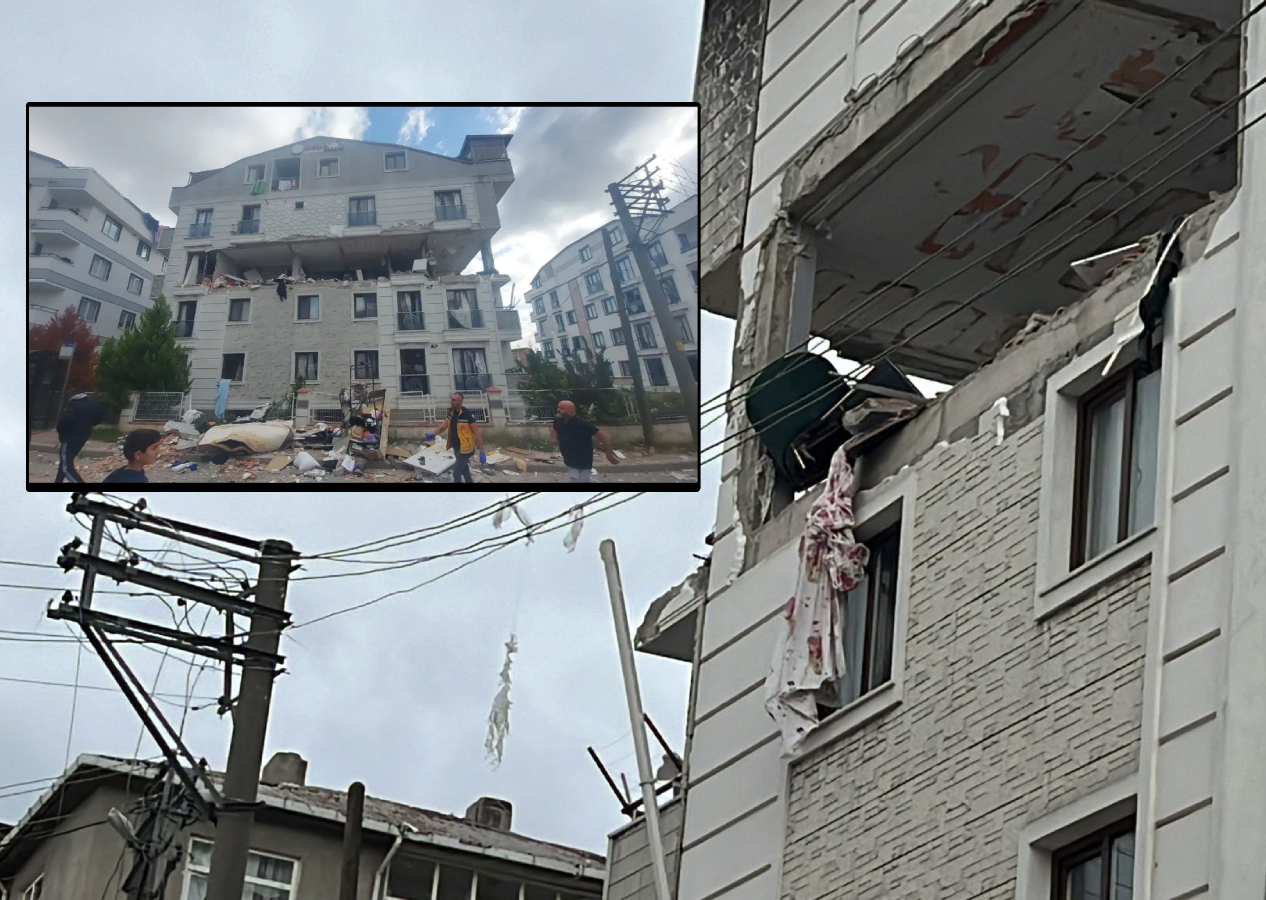 Gebze'de doğal gaz patlaması! 5 katlı binanın 3. katı havaya uçtu! 8 yaralı var