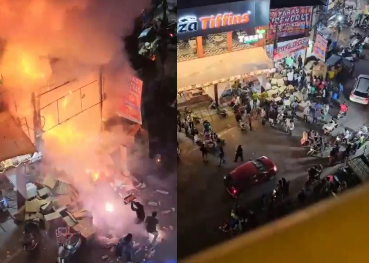 Aniden alev alınca... Hindistan'da havai fişek dükkanında saldırı gibi görüntüler!