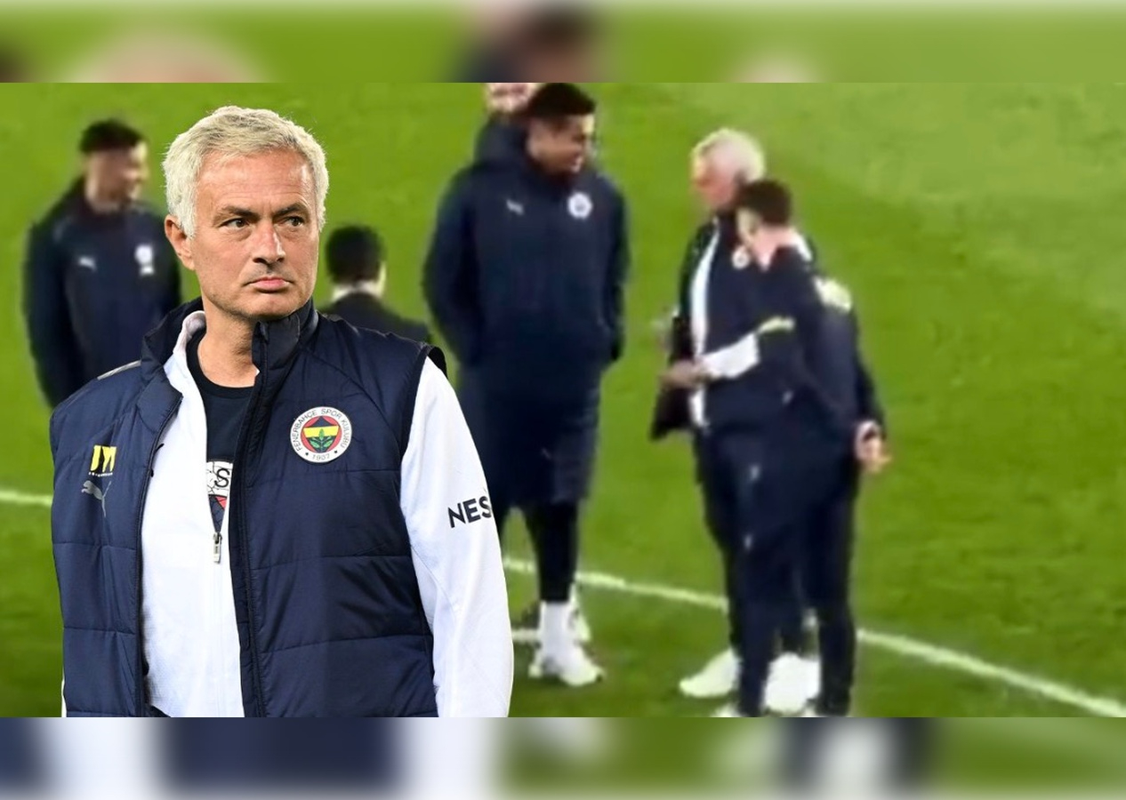 Mourinho Trabzonspor maçında sahaya inip olta hareketi yaptı