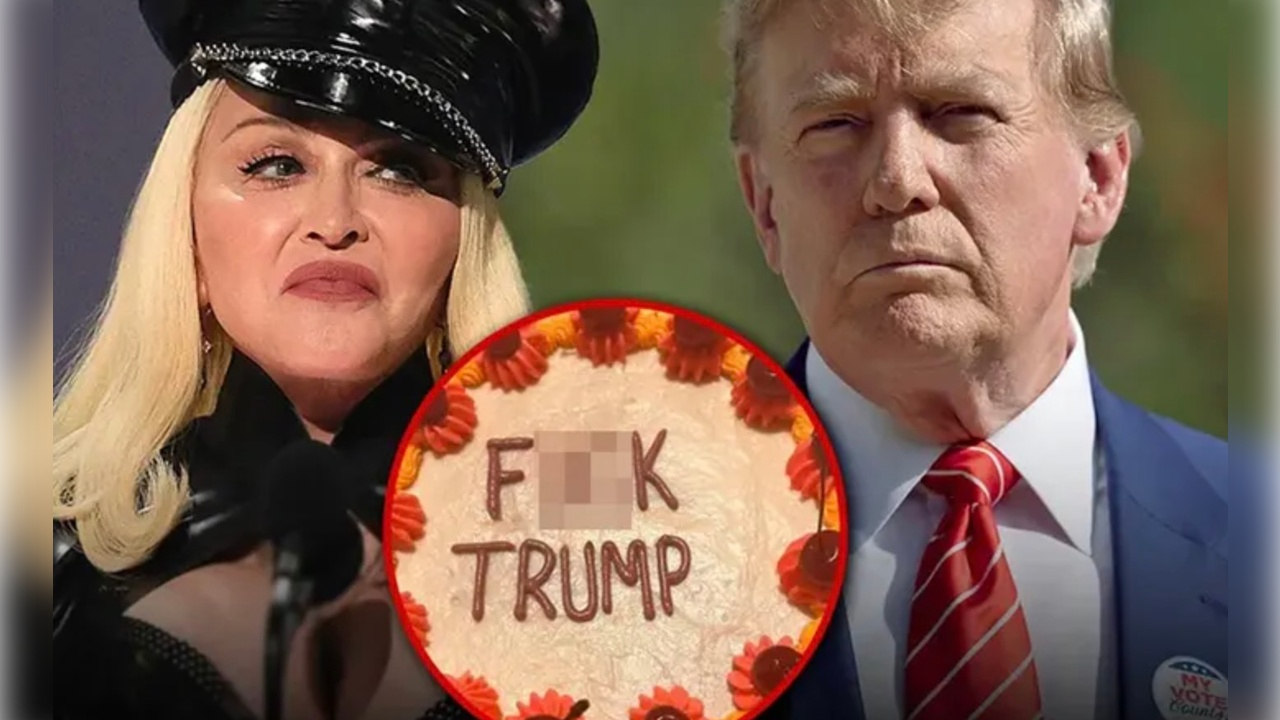Madonna 'fuck Trump' pastasının mumlarını üfledi