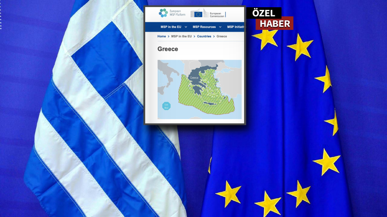 AB'den skandal harita! Adalar Denizi'nin tamamı Yunanistan'a ait gösterildi...