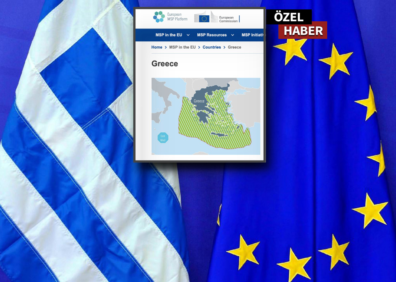 AB'den skandal harita! Adalar Denizi'nin tamamı Yunanistan'a ait gösterildi...