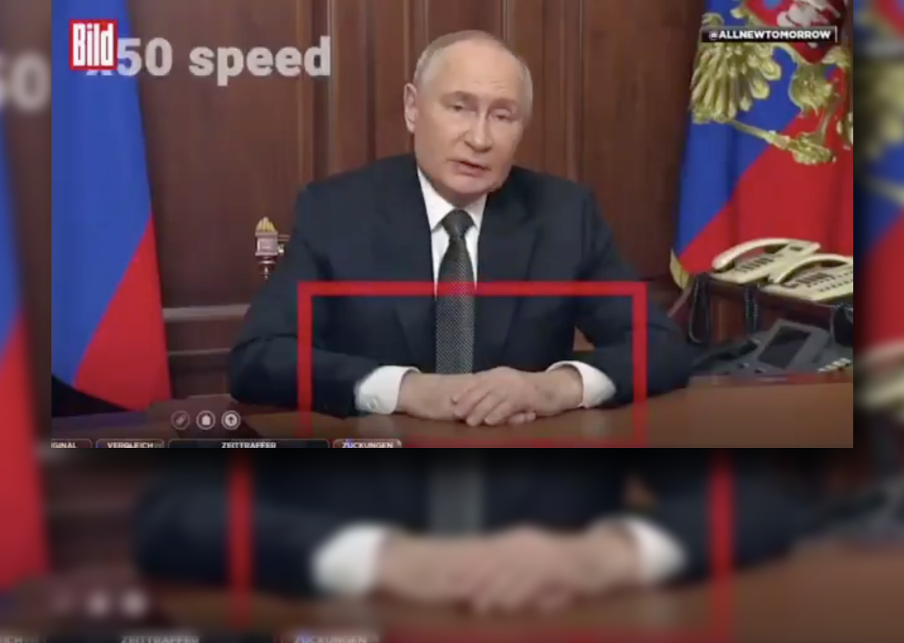 Devlet televizyonuna çıkan Putin'in elleri dikkat çekti! 7 dakika boyunca hareket ettirmedi...