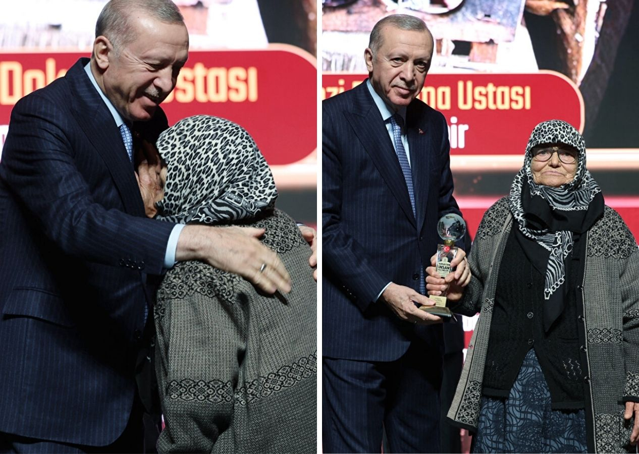 25 isme Yaşayan İnsan Hazineleri Ödül töreninde Cumhurbaşkanı Erdoğan'a duygulandıran sözler: "Allah seni bize hediye verdi"