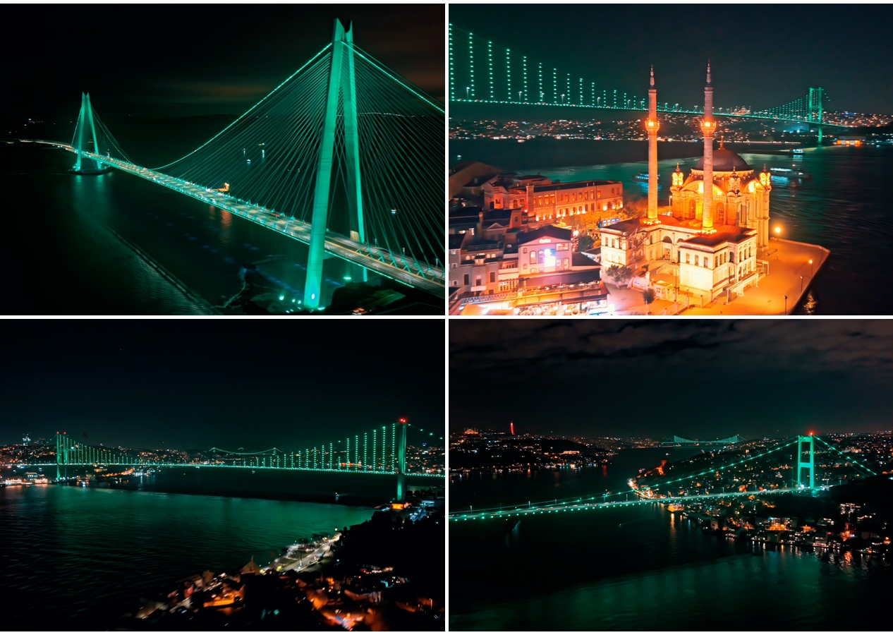 Bağımsızlık seferliği başladı: Yeşilay ve İçişleri Bakanlığı el ele verdi! İstanbul'daki 3 köprü yeşile boyandı