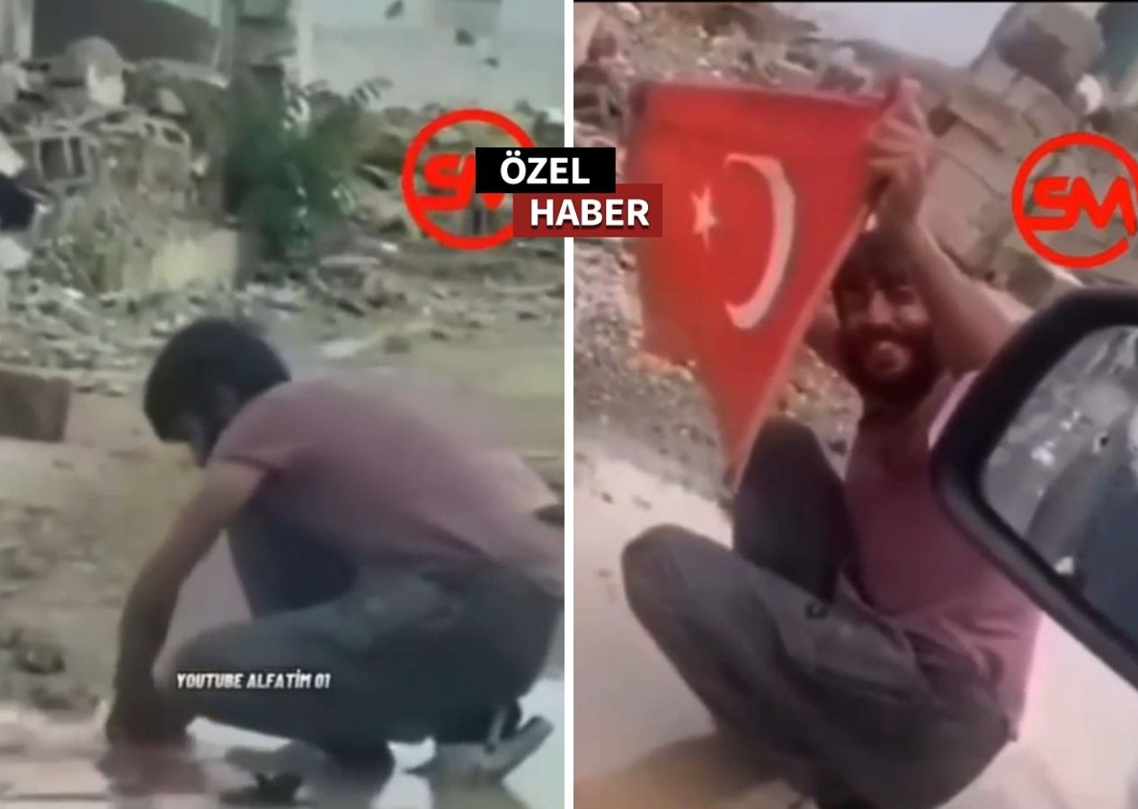 Ayyıldızlı bayrağa saygı! Yıkadı temizledi ve sevinçle gösterdi