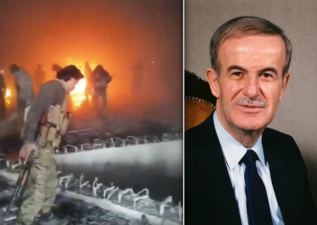 Beşar Esad'ın babası zalim diktatör Hafız Esad'ın mezarı ateşe verildi!