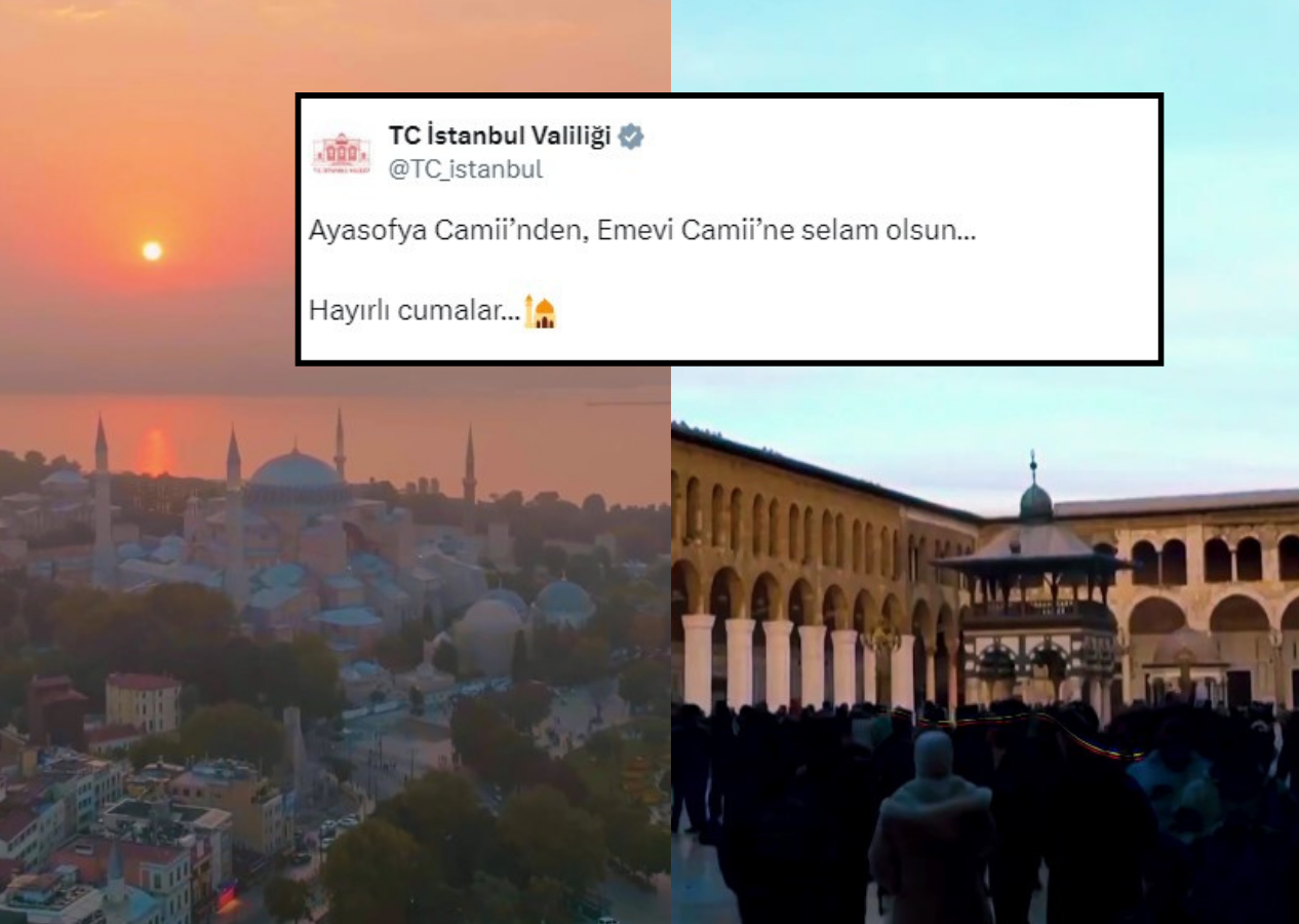 İstanbul Valiliği paylaştı: Ayasofya Camii’nden, Emevi Camii’ne selam olsun